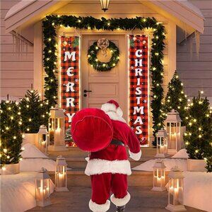 Christmas Banner Sign with String Light, Christmas Porch Sign